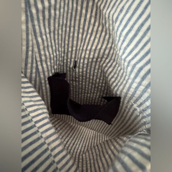 Faconnable Blue White Striped Seersucker Cotton Sport Coat Blazer 56L Preppy - Picture 7 of 12